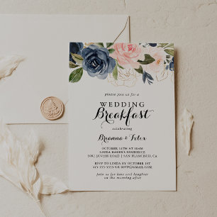 Invitation Élégant Hiver Floral Mariage Petit déjeuner
