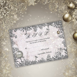 Invitation Elégant hiver neige Silver Noel Mariage RSVP