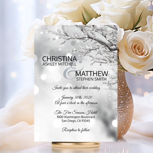 Invitation Élégant hiver Wonderland Snow Flakes MARIAGE (Elegant Winter Wonderland Snow Snowflakes WEDDING Invitation)