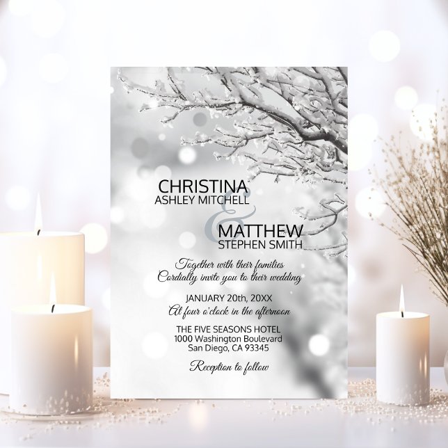 Invitation Élégant hiver Wonderland Snow Flakes MARIAGE (Elegant Winter Wonderland Snow Snowflakes WEDDING Invitation)