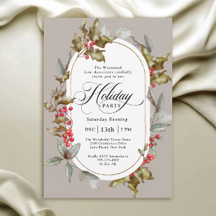 Invitation Elegant Holly et Berry Corporate Holiday Party