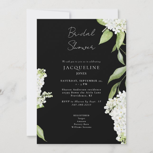 Invitation Élégant Hydrangea Blanc Mariage Cérémonie de Maria (Devant)