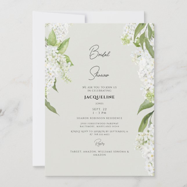 Invitation Élégant Hydrangea Blanche Fête de Mariage Beige (Devant)