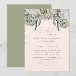 Invitation Élégant Hydrangea Blush & Sage Baby Shower de Mari