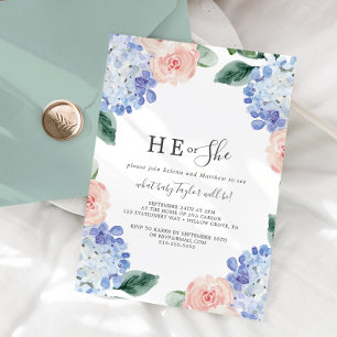 Invitation Elégant Hydrangea Lui ou Elle Genre Revevela Party