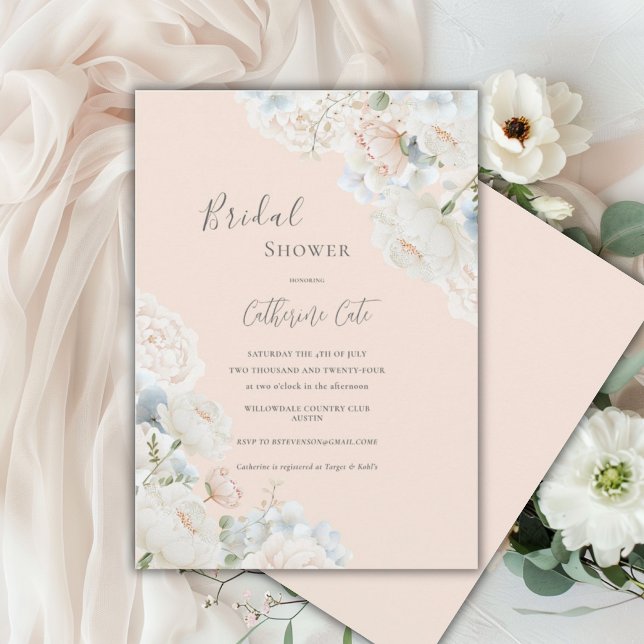Invitation Élégant Hydrangea Pivoines Baby Shower  (Créateur téléchargé)