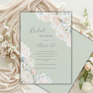 Invitation Élégant Hydrangea Pivoines Sauge Mariage Douche