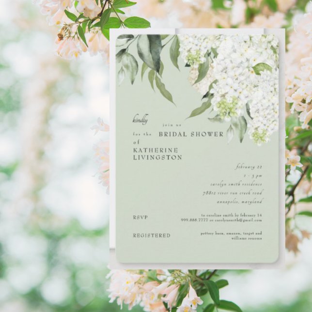 Invitation Élégant Hydrangea Vert Sauge Clair Baby Shower de  (Créateur téléchargé)
