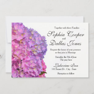 Invitation Élégant Hydrangeas rose violet fleurs Mariage