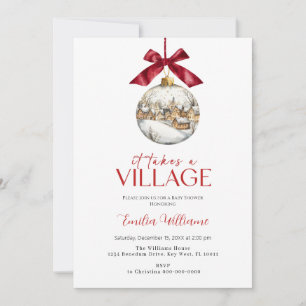 Invitation Elégant Il prend un Village Chritsmas Baby shower