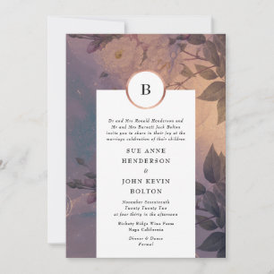 Invitation Elégant Imaginaire Floral Boho Rose or