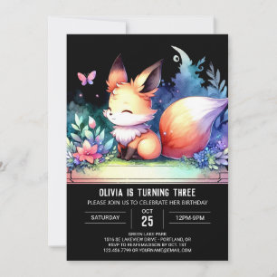 Invitation Élégant Imaginaire Fox Anniversaire numérique