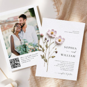Invitation Élégant imprimé Pastel Boho Mariage de fleurs