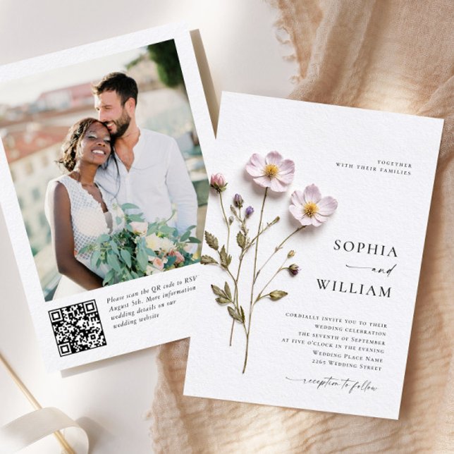 Invitation Élégant imprimé Pastel Boho Mariage de fleurs (Créateur téléchargé)