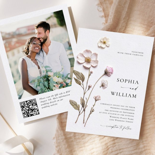 Invitation Élégant imprimé Pastel Boho Mariage de fleurs (Créateur téléchargé)