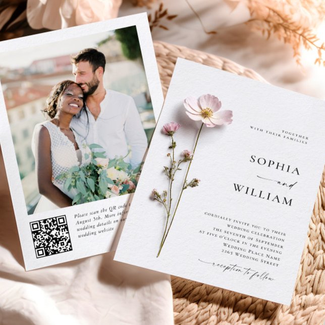 Invitation Élégant imprimé Pastel Boho Mariage de fleurs (Créateur téléchargé)