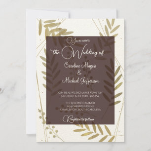 Invitation Elégant intemporel doux or floral Accents