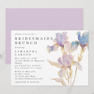 Invitation Elégant Iris Floral Aquarelle Bridesmaiers Brunch