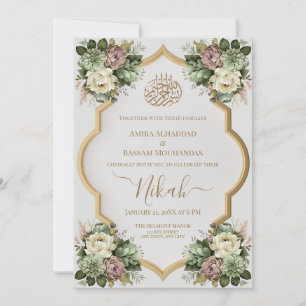 Invitation Élégant islamique floral Nikah