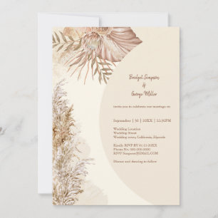 Invitation Elégant ivoire rustique boho pampas herbe mariage