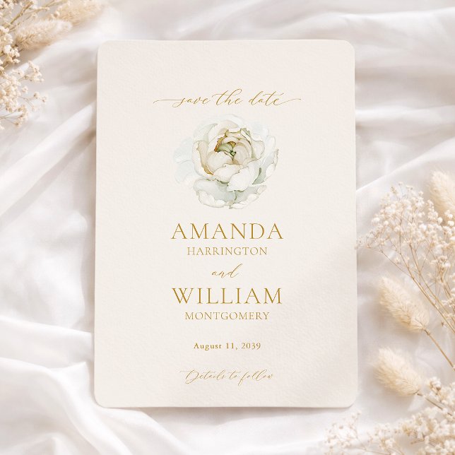 Invitation Elegant Ivory Floral Save the Date Card (Créateur téléchargé)