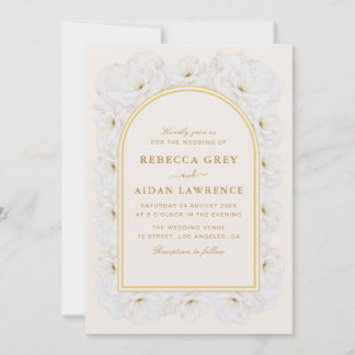 Invitation Elegant Ivory Floral with Gold Arch Frame wedding