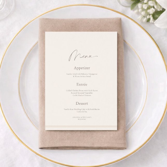 Invitation Elegant Ivory Wedding Menu with Thank You Card  (Créateur téléchargé)