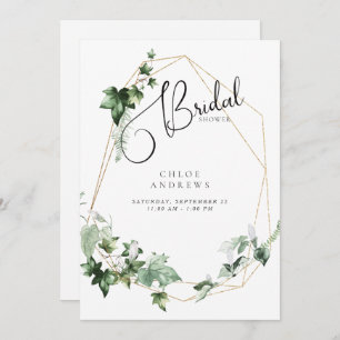 Invitation Elégant Ivy Foliage blanc Douche nuptiale Invitati
