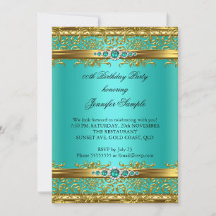 Invitation Elégant Jade Green Gold Damask Diamond Anniversair