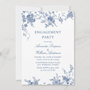 Invitation Elégant Jardin Bleu Français Jardin Floral ENGAGEM