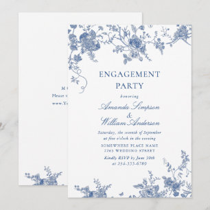 Invitation Elégant Jardin Bleu Français Jardin Floral ENGAGEM