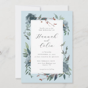 Invitation Elégant jardin botanique Dusty Blue Navy