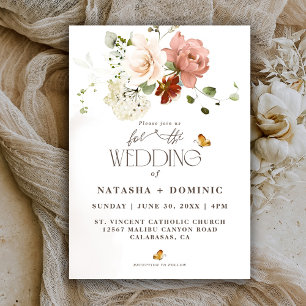 Invitation Élégant Jardin de Fleurs Sauvages Mariage Aquarell