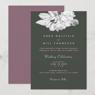 Invitation Elégant jardin de printemps noir blanc Mariage de