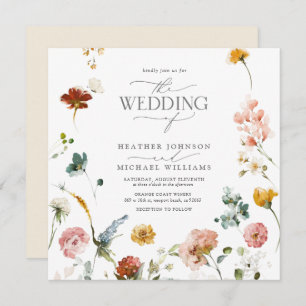 Invitation Elégant Jardin Fleurs Aquarelle Floral Mariage