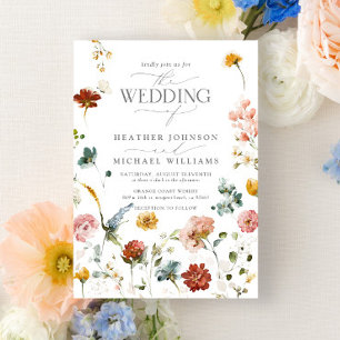 Invitation Elégant Jardin Fleurs Aquarelle Floral Mariage