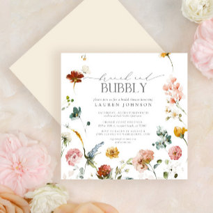 Invitation Elégant Jardin Fleurs Brunch & Bubbly Douche