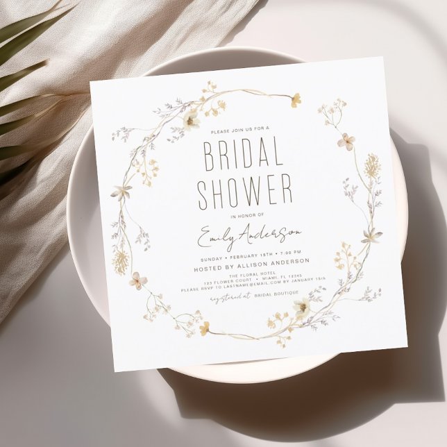 Invitation Elégant Jardin Fleurs Fête des mariées aquarelle (Créateur téléchargé)