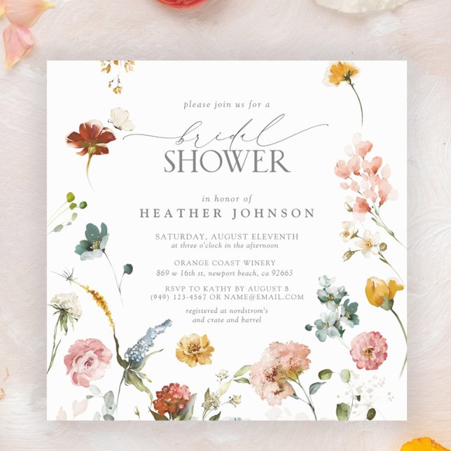 Invitation Elégant Jardin Fleurs Fête des mariées aquarelle (Easily personalize this beautiful garden floral bridal shower invite for the perfect celebration!)