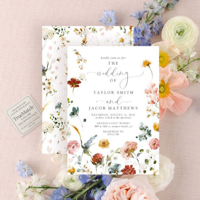 Invitation Élégant Jardin Fleurs Script Aquarelle Mariage (Créateur téléchargé)