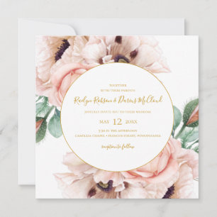 Invitation Elégant Jardin Floral Blush MARIAGE CARRÉ