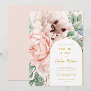 Invitation Elégant Jardin Floral Blush Pastel Lingerie Douche