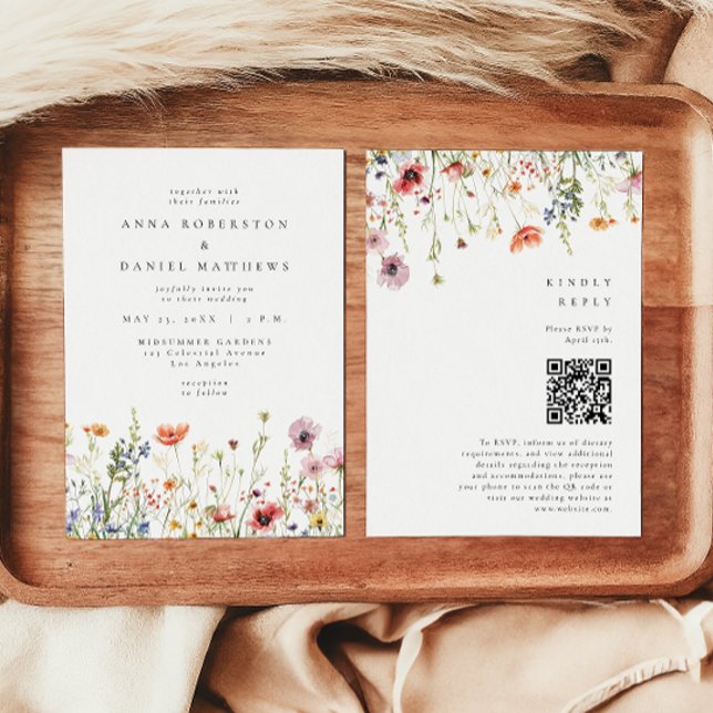 Invitation Élégant Jardin Floral Code QR Mariage (Créateur téléchargé)