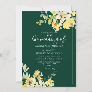 Invitation Elégant Jardin Floral Jaune foncé Mariage