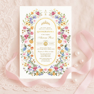 Invitation Élégant Jardin Floral Quinceanera 15e Anniversaire