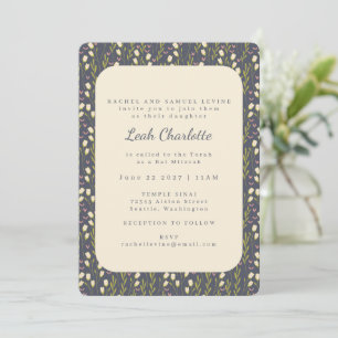 Invitation Elégant Jardin Moderne Floral Terme Bat mitzvah