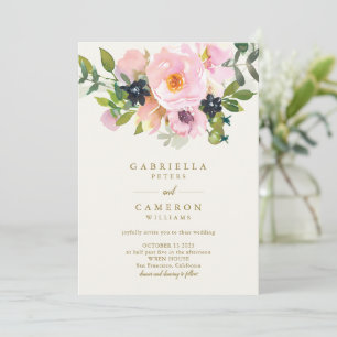 Invitation Elégant Jardin rose Floral Aquarelle Chic Mariage