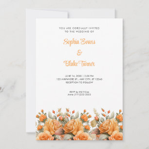 Invitation Elégant Jardin Rose orange Mariage blanc