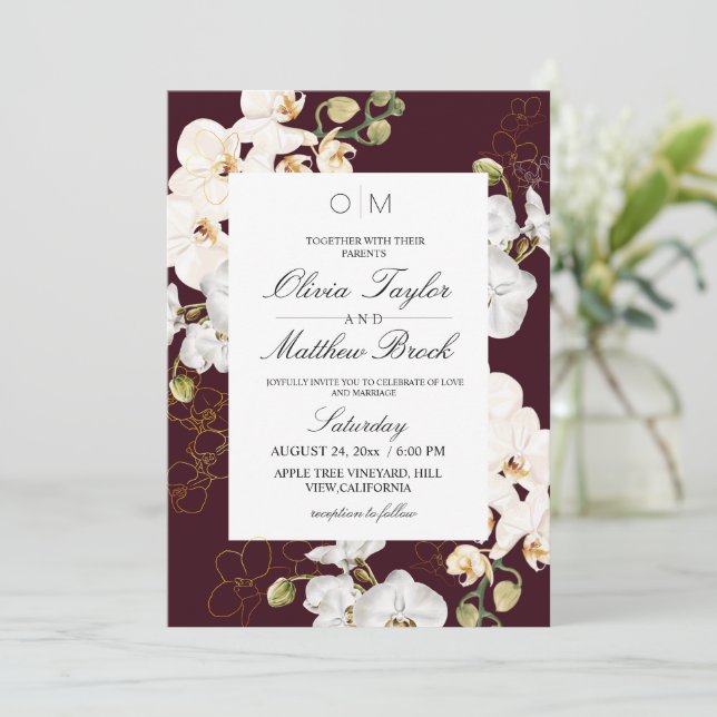 Invitation Elégant jardin tropical floral mariage (Debout devant)