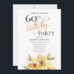 Invitation Elégant Jaune Doux Floral Surprise 60e anniversair<br><div class="desc">Elegant Soft Yellow Floral Surprise 60e Anniversaire Invitation Cette invitation a une élégance aérée qui est parfait pour votre événement spécial. Ce design présente des fleurs jaunes douces et une typographie personnalisée sur un arrière - plan blanc immaculé. Ajoutez vos informations pour compléter le look.</div>